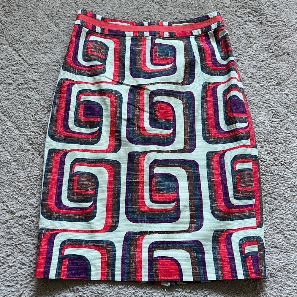 Boden Geo Print Pencil Skirt Preppy Minimalist Old Money Quiet Luxury‎ Size 2P